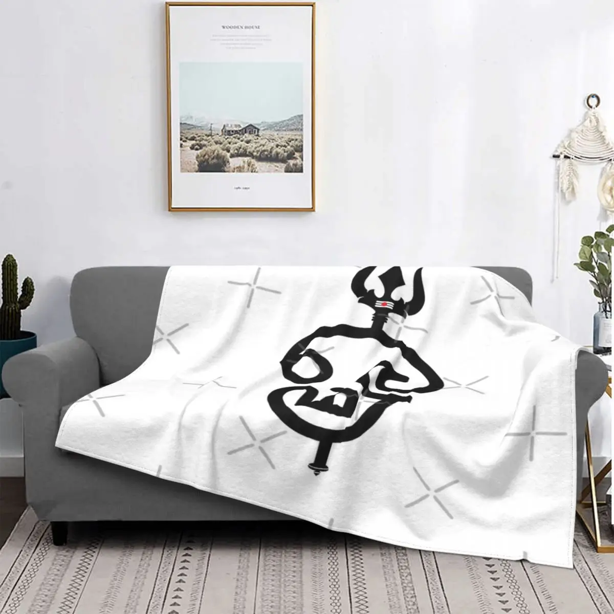 

Manta de símbolo religioso indio de Trisula Om, colcha de cama a cuadros, cubierta de playa, manta térmica, mantas receptoras