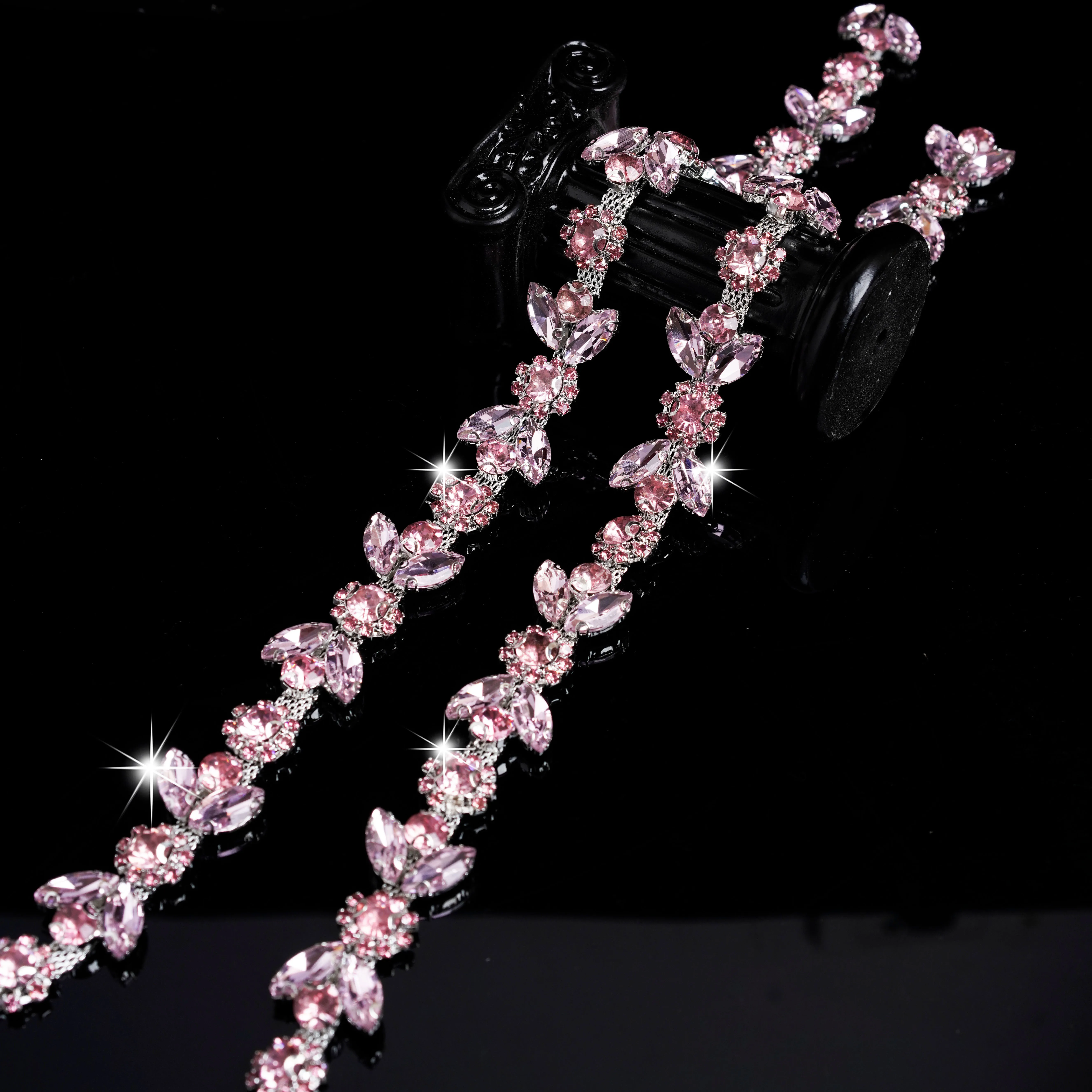 Высокое качество сверкающая хрустальная лента цветок цепочка со стразами для