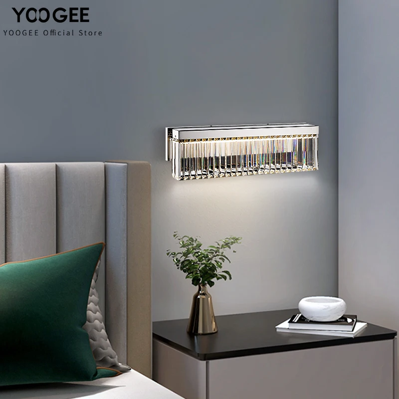 

Modern Crystal Led Wall Sconce Light New Cristal Wall Lights Fixtures For Bedroom TV Wall Creative Design Hallway Home Lamps