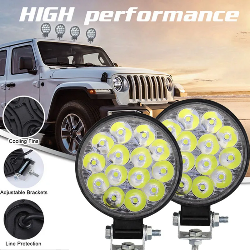 

DC 12V 24V Car LED Work Light MINI Model 42W Automotive LED Headlight Fog Light Round Flood Beam Spot Work Light Car Accessories
