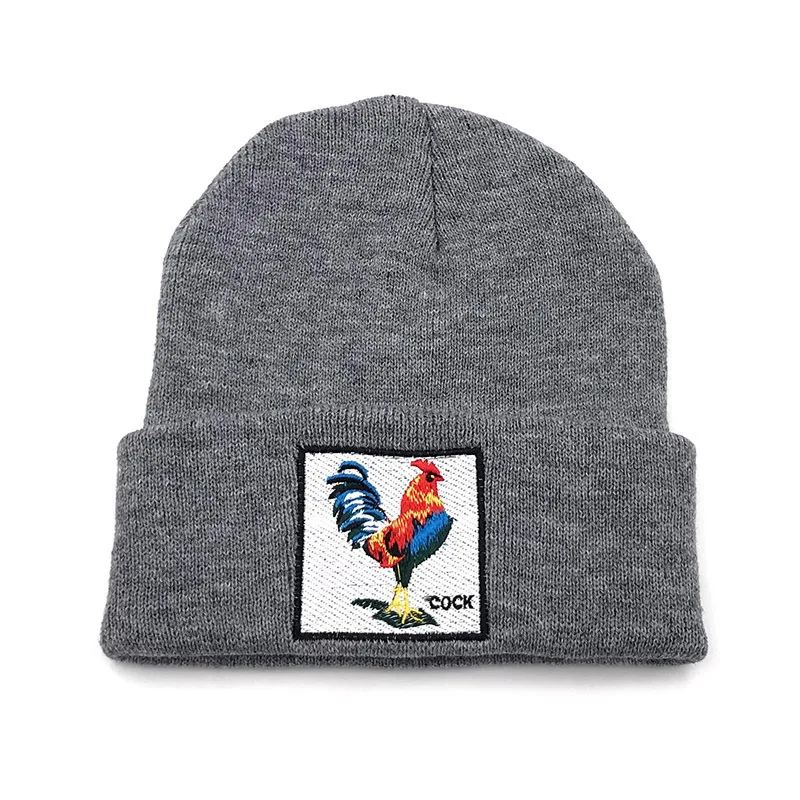 

Embroidery Cock Knitted Beanies Hat Men Solid Color Autumn Winter Knitting Boy Skullies Caps Women Streetwear Kpop Gorras Bonnet