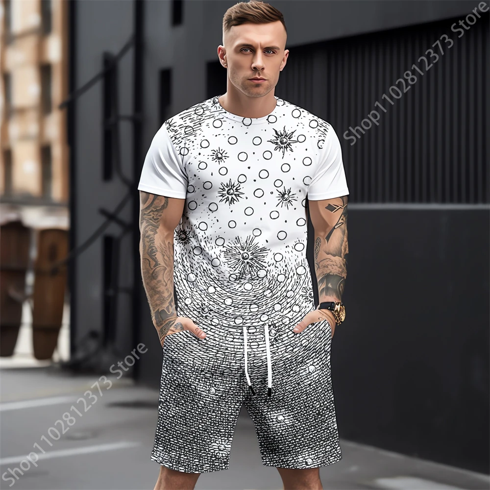 2023 Summer Tracksuit Men Casual Street T-shirt+Shorts Two Piece Set Men Fashion 3D Oil Painting Style Printing Clothes For Men