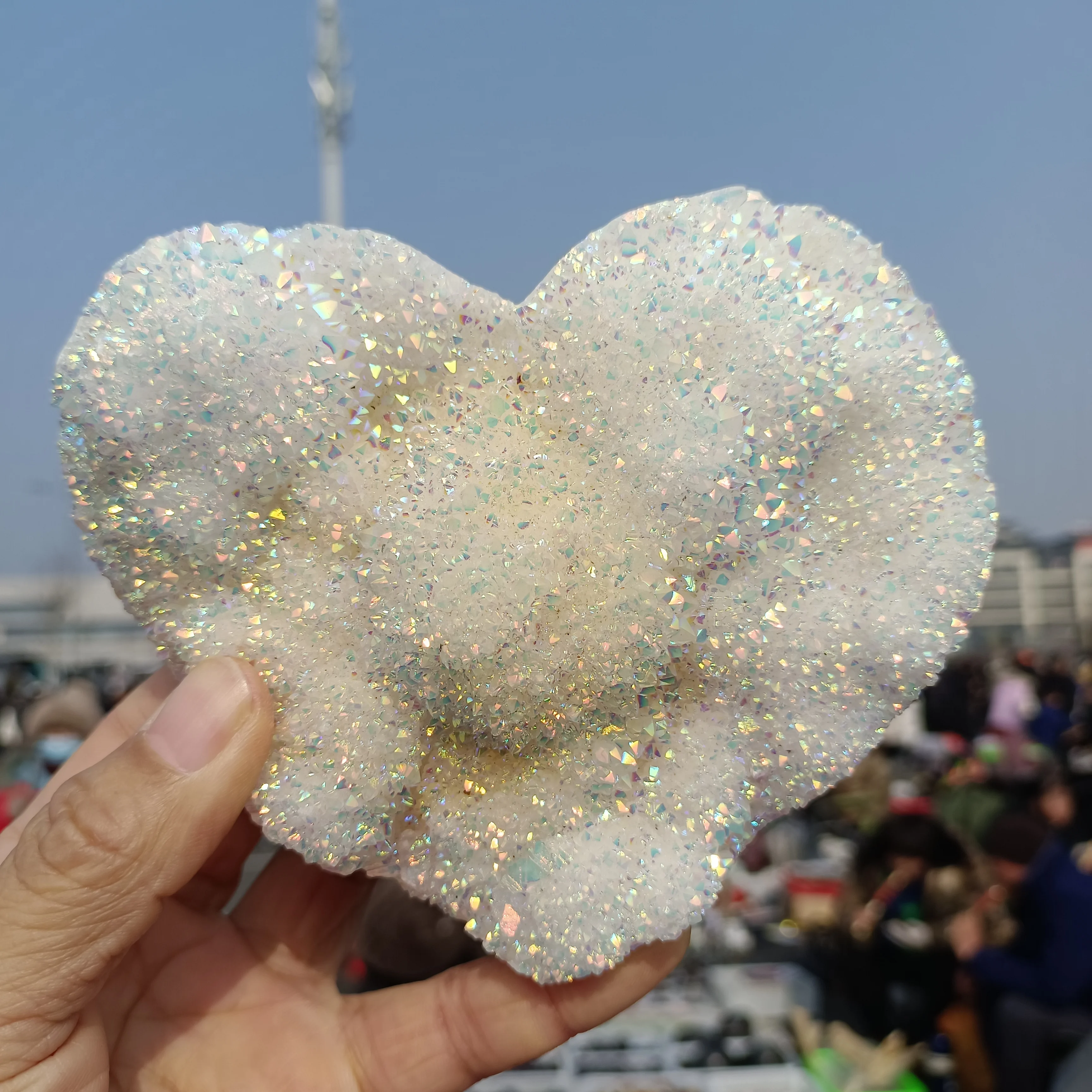 Гальванизированный цвет натуральный сформированный кристалл кластер сердца из