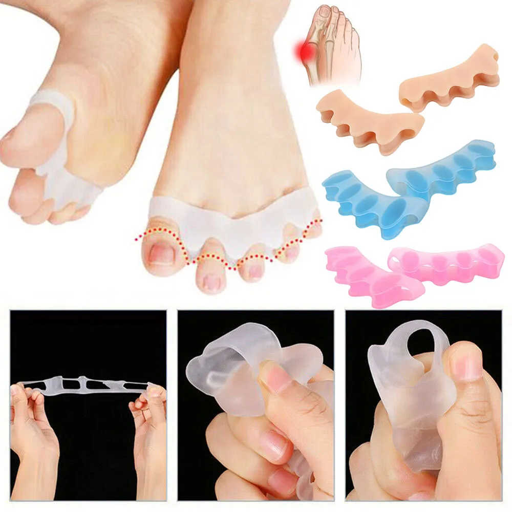 

1pair New Toe Separator Suitable Bunion Corrector Material Soft Gel Straightener Spacers Stretchers Hallux Valgus Care Tool