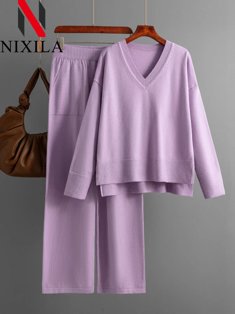 Женский Осенне-зимний Комплект Свитеров Повседневный Теплый Пуловер Топ С