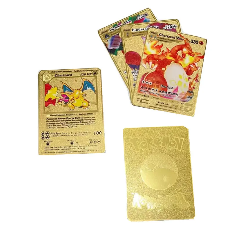 

Золотая Ограниченная серия английская версия карт Pokemon Пикачу; Чаризард аниме боевая игра детский подарок коллекционная игрушка модель