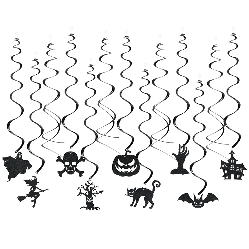 

Halloween Paper Banner Garland Ghost Bat Pumpkin Ghost Witch Hanging Spiral Pendant Ornament Halloween Party Home Decorations
