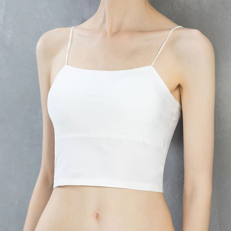 Цельный топ из вискозы на бретельках бесшовный однотонный Бюстгальтер-топ
