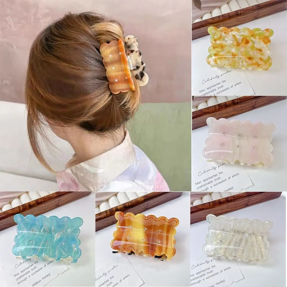 

Korean Style Soda Cracker Hair Claw Sweet Rhinestone Wave Acetic Acid Biscuit Hair Grab Cookies Cartoon Decoration