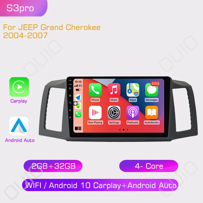 

Автомагнитола 2DIN 8G + 128G HD IPS Android 10, мультимедийный плеер Carplay, Автомобильный GPS навигатор DSP без DVD для Jeep Grand Cherokee 2004-2007