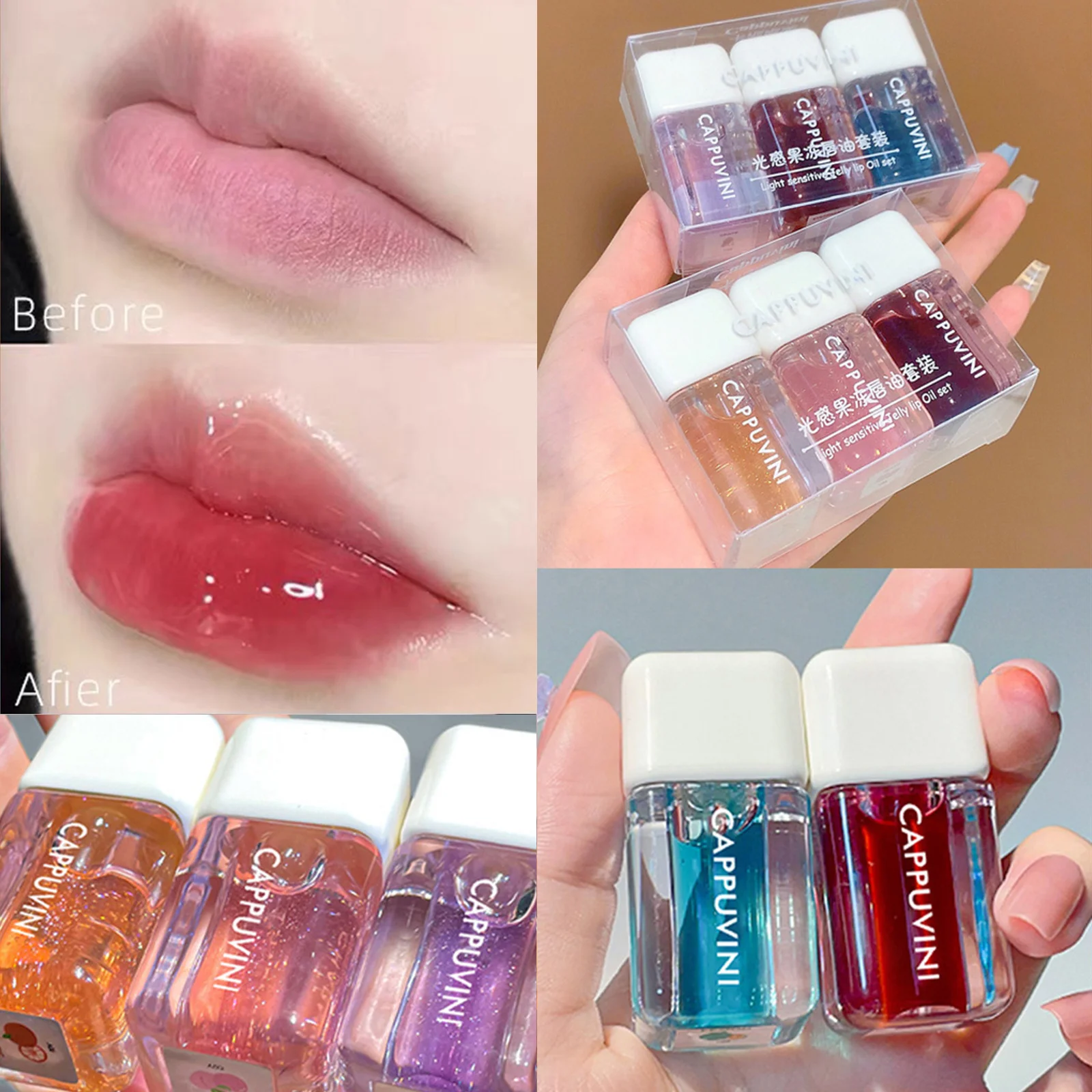 

Mirror Lip Glaze Waterproof Lip Gloss Lips Makeup Set Transparent Lip Tint Water Shine Lip Balm Moisturizing Lipstick Cosmetics