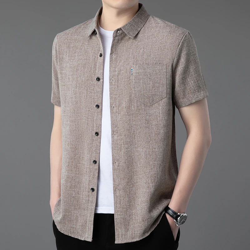 2025 летняя мужская модная футболка с короткими рукавами и откидным воротником