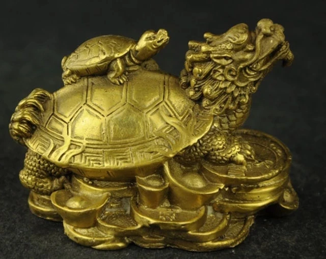 

Лечебная китайская медная резьба, черепаха дракона, отправка сокровищ, редкая статуя, удачи, украшение для сада, 100% натуральная латунь, бронза
