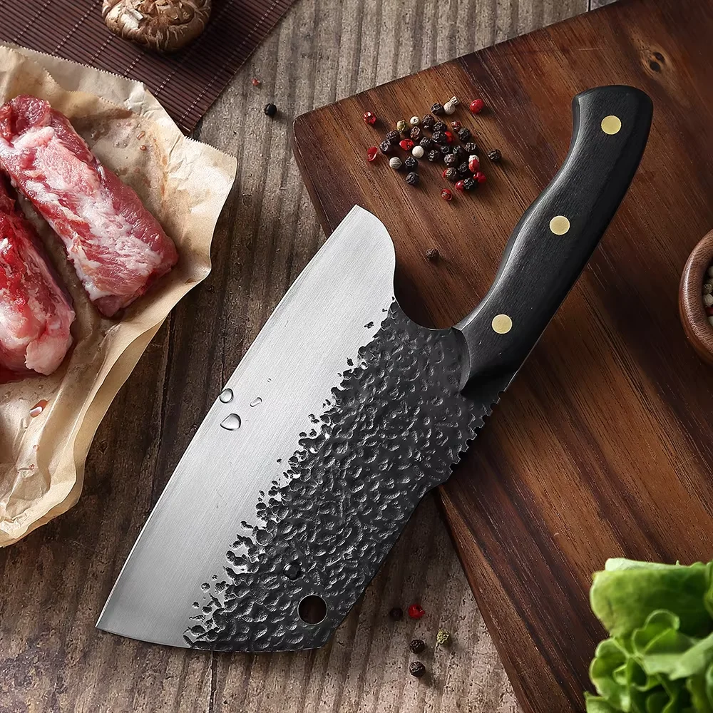Фото Кухонный нож XITUO ручной ковки, мясницкий нож из высокоуглеродистой стали 5CR15, тесак для мяса и овощей, нож для нарезки №5