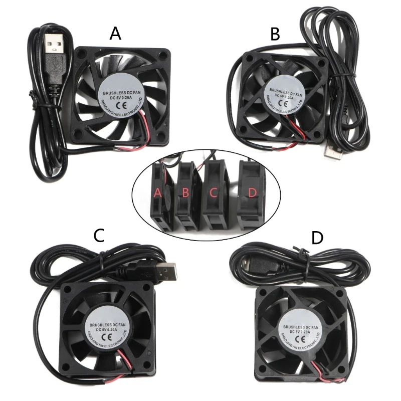

60mm USB Fan 5V Brushless Cooling Fans Oil Bearing Fan for 3D Printer Computer Case Fan CPU Coolers DIY Cooling