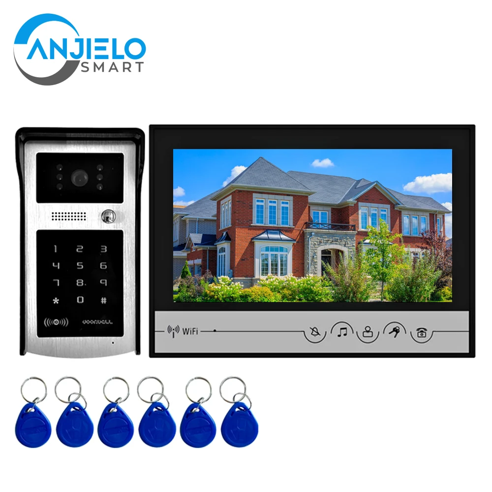 Anjielosmart Family 9-inch Video Doorbell APP Remote Control Intercom System Support Night Vision RFID Key Password Unlock