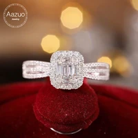 aazuo fine jewelry 18k white gold real diamond 0 50ct h si luxuly square shape ring gift for women engagement halo anillos mujer