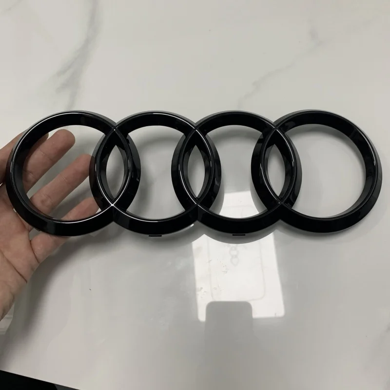 

Эмблема-наклейка на решетку радиатора и крышку багажника для Audi Q5 (2014-2024), 4 кольца, ABS, черная, Quattro Sline, аксессуар для тюнинга