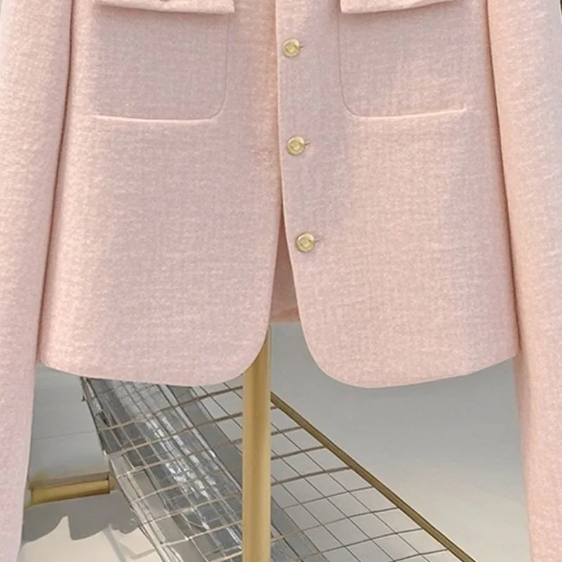 Limiguyue маленькое ароматное розовое короткое пальто для женщин высококачественная