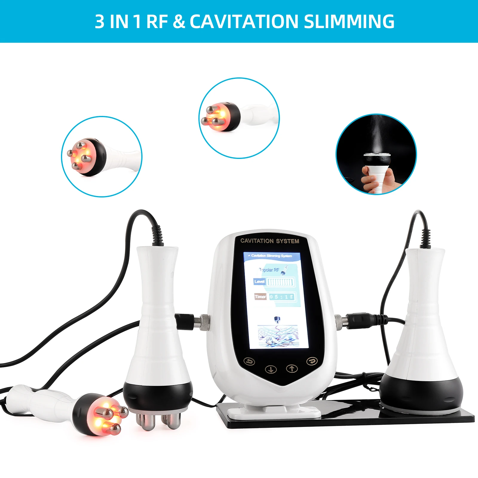 

3-IN-1 Body Slimming 40K Cavitation Ultrasonic RF Radio Frequency Skin Lifting Wrinkle Removal Machine Anti-Cellulite Fat Burner