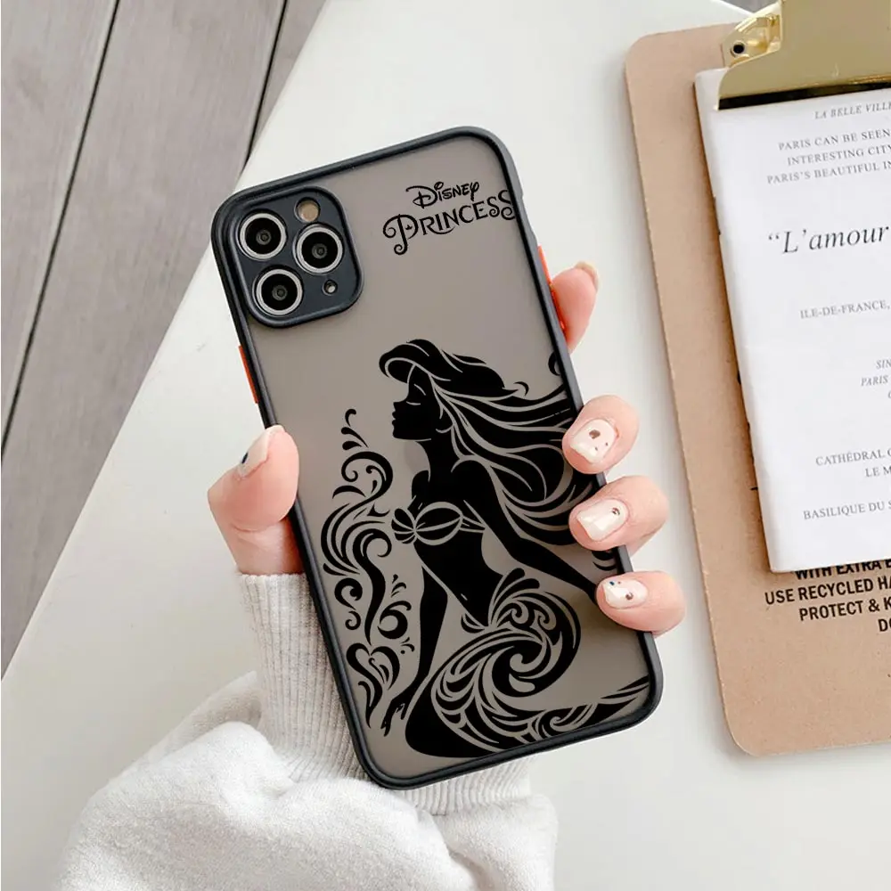 Чехол Disney Princess Black Art Matte для iPhone 17E 17 16 16E 15 14 13 12 11 Pro Max 17Air 7 8 Plus XR XS, противоударный, бронированный (art.: 3920da8a0fb16) - 3920da8a0fb16