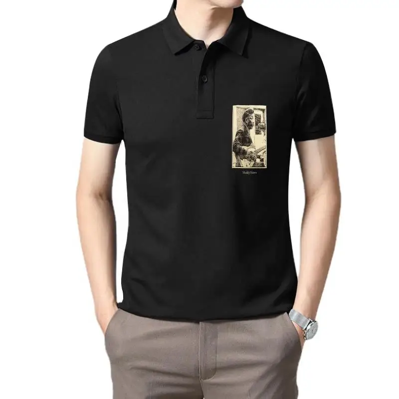 

Golf wear men Muddy Waters studio Vintage Style Blues telecaster guitar -g BLK polo t shirt for men