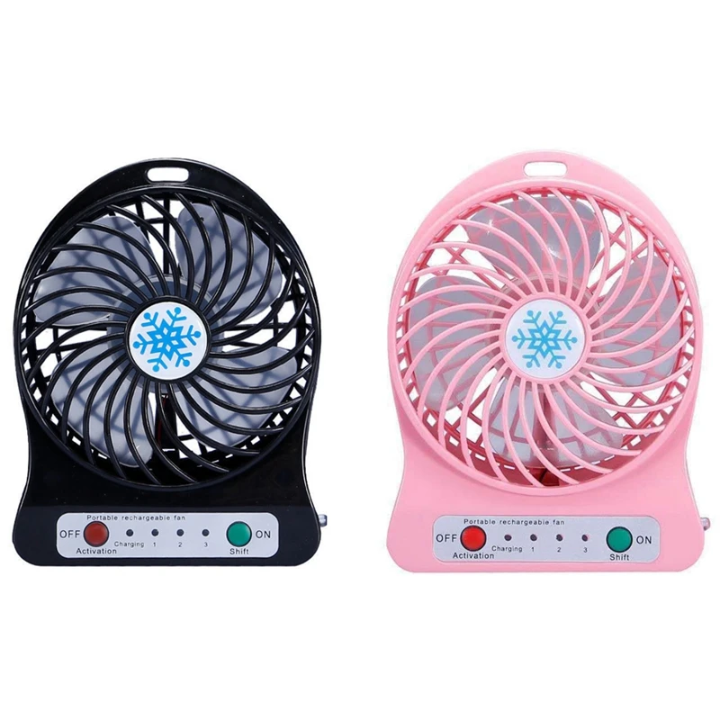 

2PCS Portable Rechargeable Mini Fan Air Cooler Mini Desk Fan USB Cooling Rechargeable Handheld Fans, Pink & Black