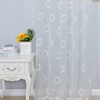 white linen circle embroidered sheer curtains for living room window tulle for bedroom kitchen embroidered voile yarn custom