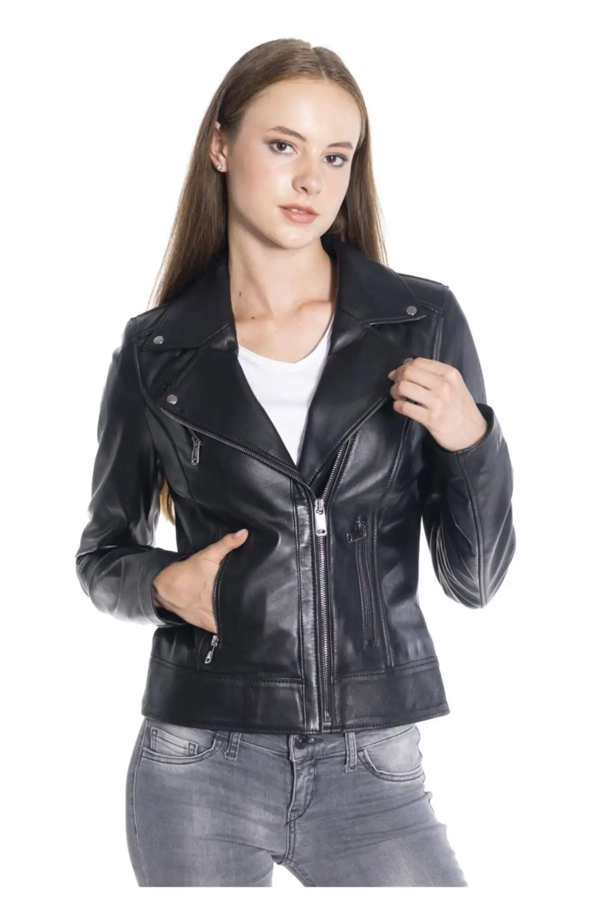 Black genuine leather coats women genuine sheepskin jackets spring autumn clothing fashion new season products sports street clothing