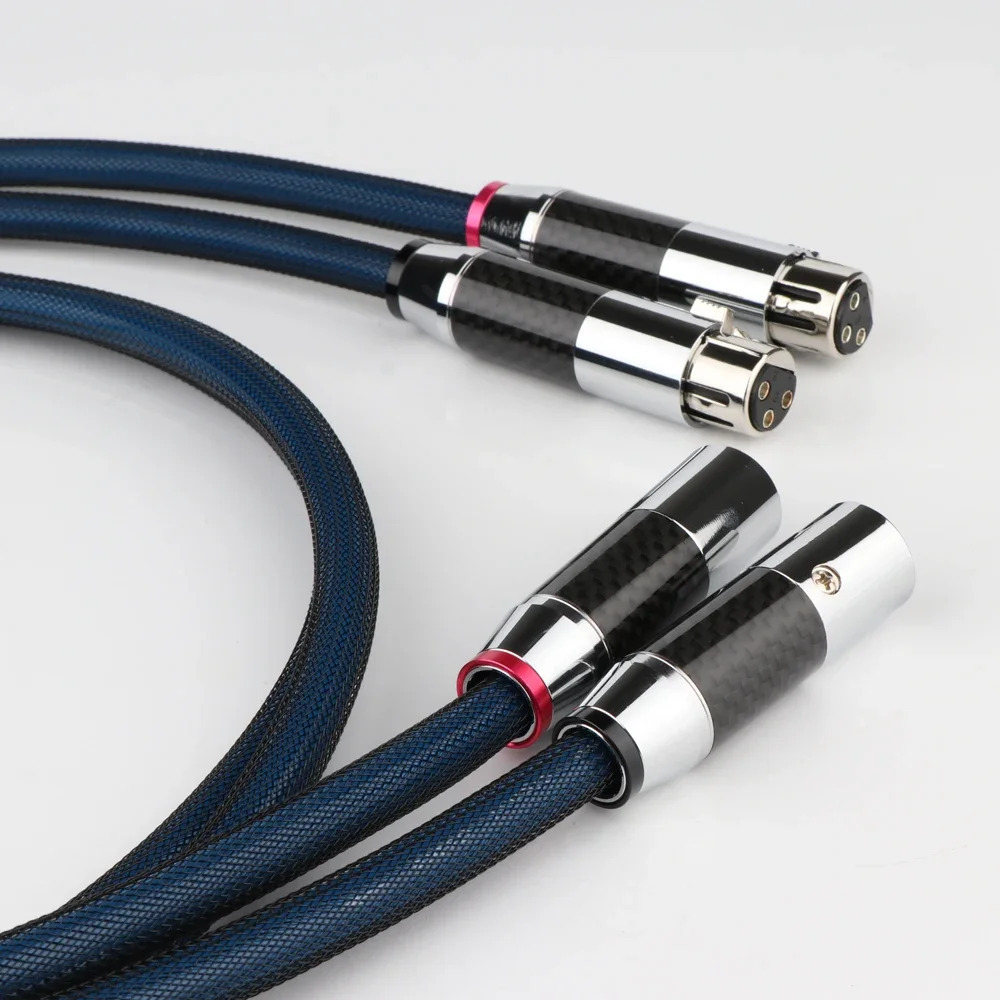 Фото Пара кабелей XLR 5N OCC с серебряным покрытием, 3-контактный XLR-кабель из углеродного волокна, XLR-кабель с разъемами типа «папа-мама» для микрофонов и микшеров. №2