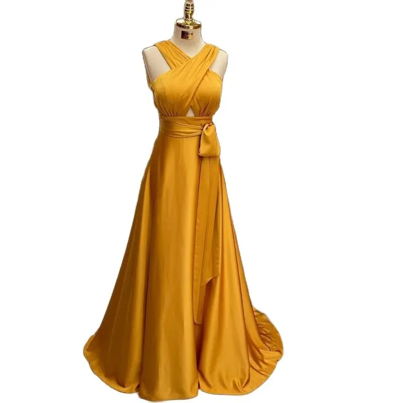 

Sexy Prom Dresses 2022 Sleeveless Floor Length Halter Evening Dress A-Line Night Cocktail Party Prom Gown Saudi Arabia