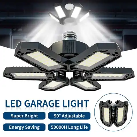 Светодиодная лампа для гаража E26/E27, деформируемые регулируемые лопасти вентилятора, лампа для гаража, светодиодный ный светодиодный рабочи...