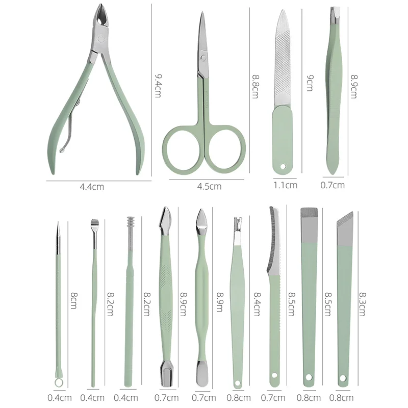 

Tea green 16 Piece Nail Clipper Set Nail Scissors beauty pliers pedicure home nail enhancement tool set