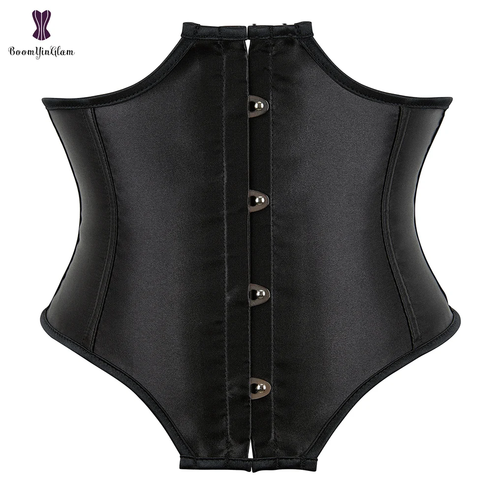 

Satin Underbust Corset Strapless Steampunk Costume Abdominal Waist Cincher Slimming Corselet
