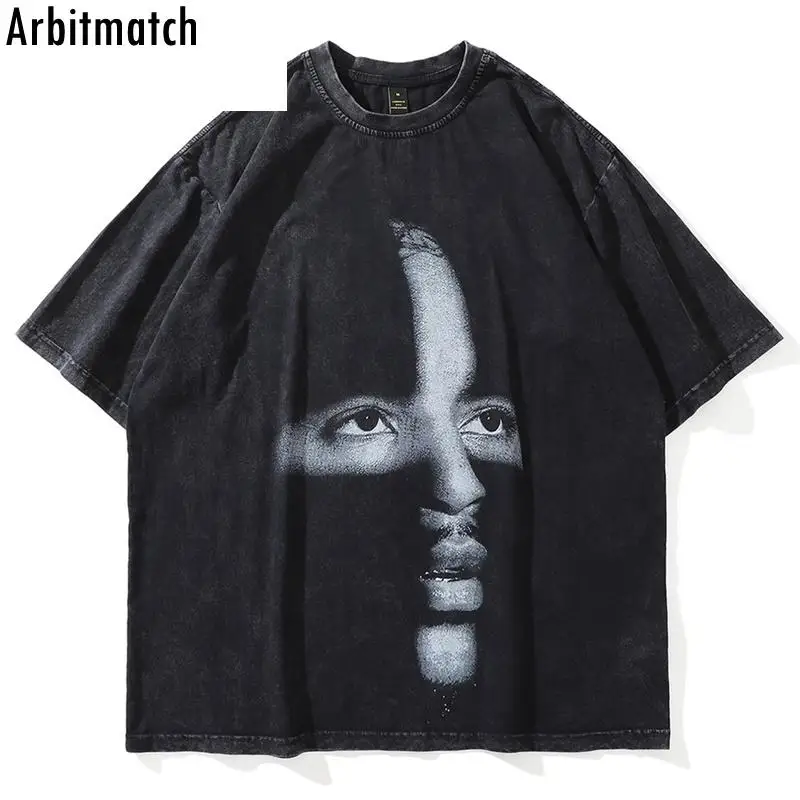 

Готическая Винтажная Футболка с принтом персонажа, топы с коротким рукавом, футболки 2023, уличная одежда оверсайз, Промытые хлопковые футболки