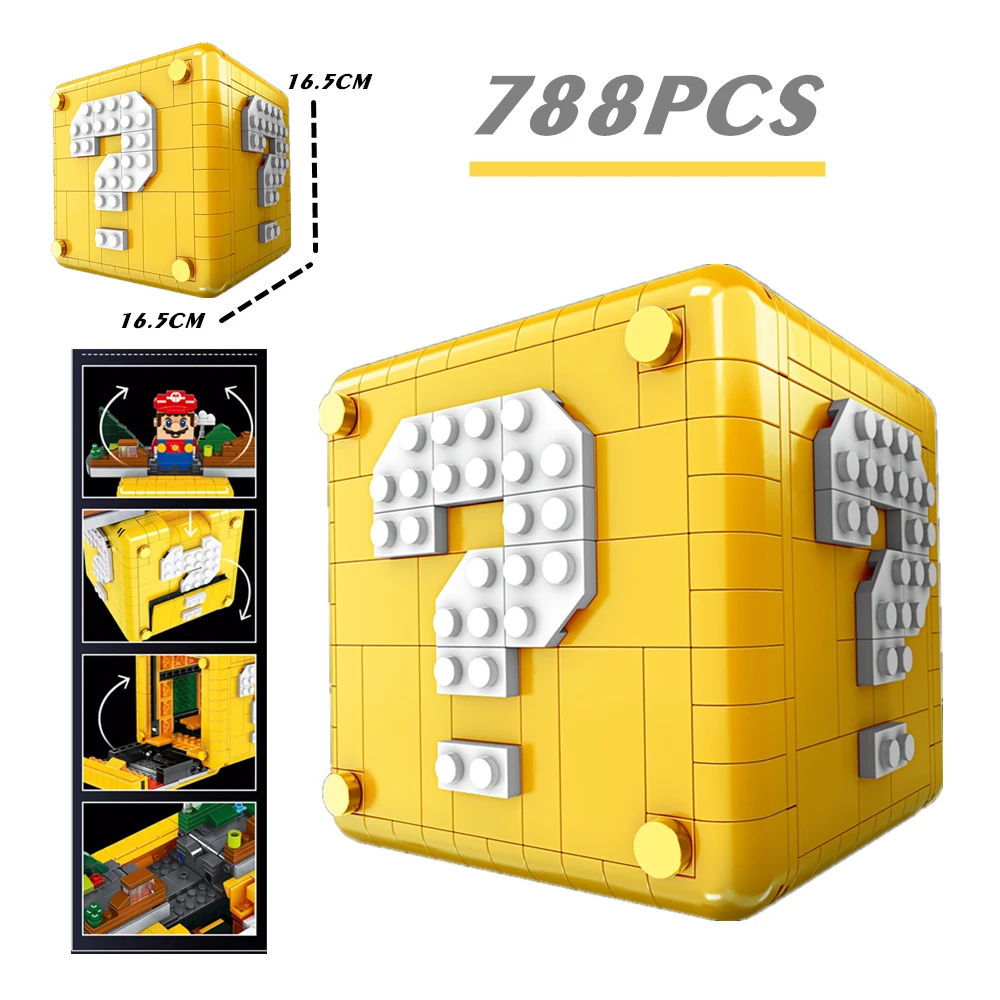 

Mini 64 Super Question Mark Block Box Model Bricks Creative Tv Game Smaller 71359 Building Blocks Toys Kids Gifts Boy