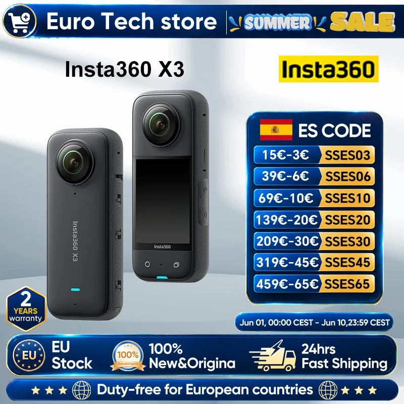 Insta360 X3 cámara 360 ° impermeable, sensor 1/2" 48 MP, video 5.7K HDR