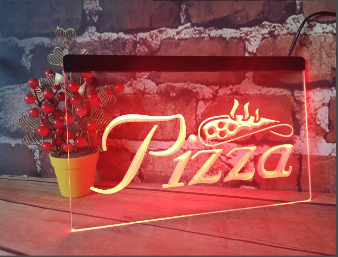Pizza Slice bar pub club 3d signs led neon light sign home decor crafts | Plaques &amp Signs