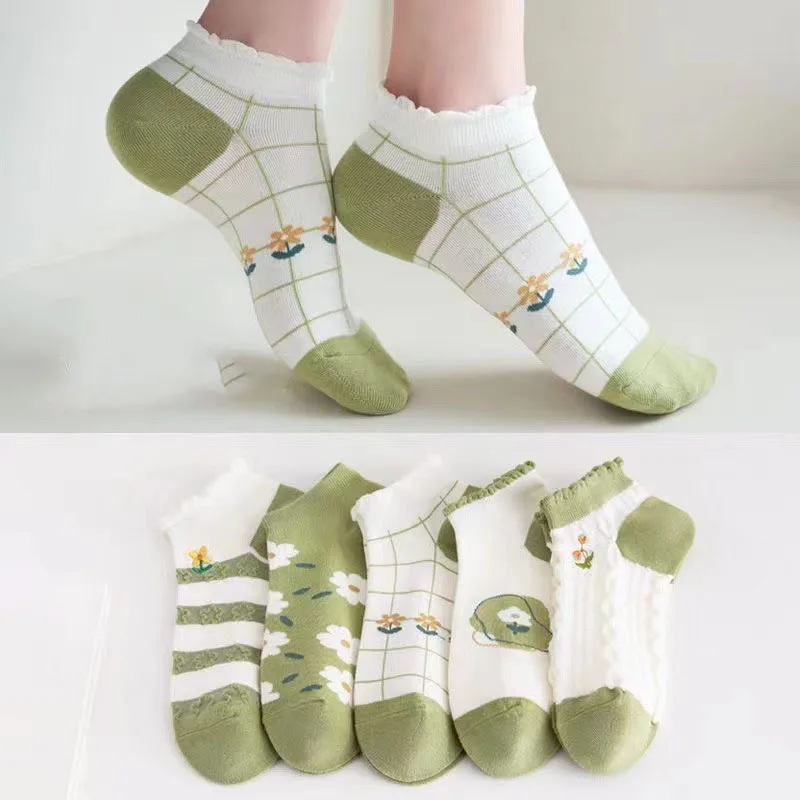 Socks Ladies Summer Girls Spring And Summer New Socks Cotton Socks Day Series Cartoon Boat Socks Invisible Socks