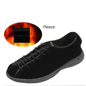 Elderly Shoes With Widened Adjustable Diabetes Swollen Feet Winter Cowhide Shoes For Men Women Fat Thumb Valgus Shoes