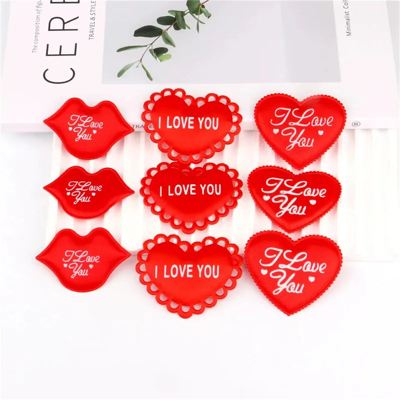 Купи 50 PCS Red Lip Heart Christmas Party Wedding Diy Decoration Gift Packing Home Decoration Applique Accessories за 158 рублей в магазине AliExpress