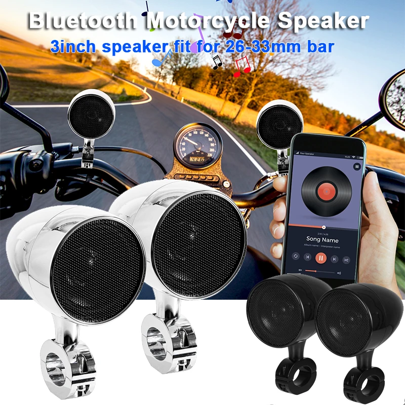 

3-дюймовая Bluetooth-Колонка для мотоцикла, беспроводная высокомощная аудиоколонка, Беспроводная Bluetooth-колонка с дистанционным управлением через USB для руля 26-33 мм