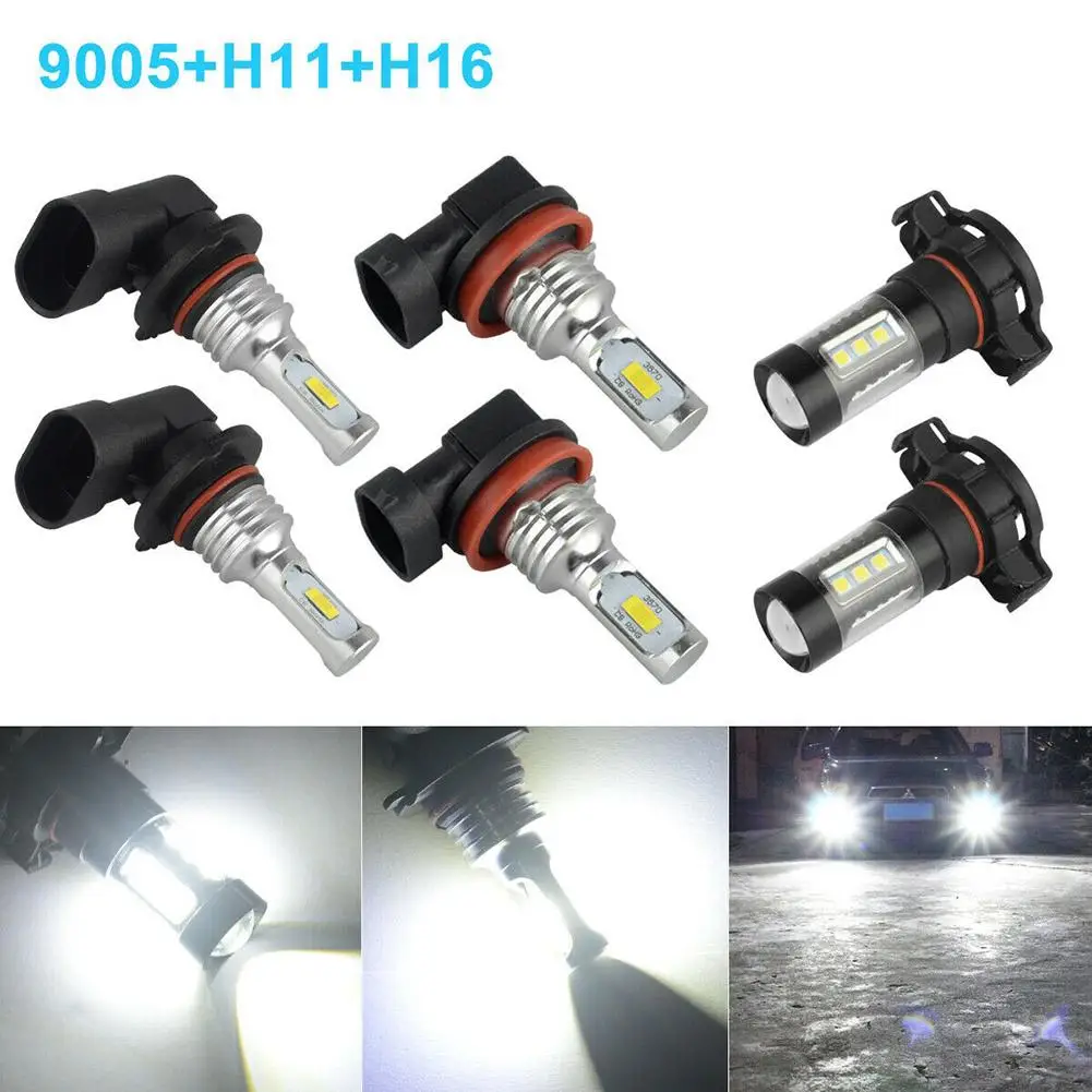 

6 Pcs Led Headlight Bulbs 6000k Fog Light Kit Compatible For Chevrolet Silverado 1500 2500 Hd 2007-2015
