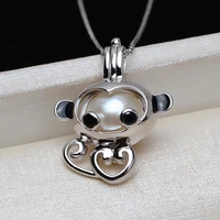 meibapj trendy real natural freshwater pearl monkey pendant necklace 925 sterling silver fine jewelry for women