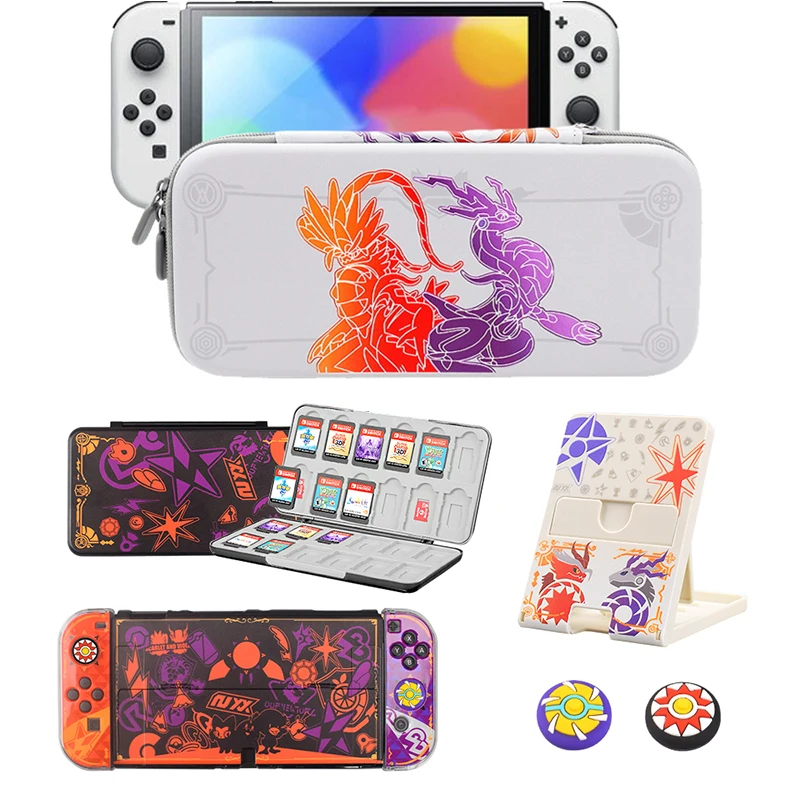 

for Nintendo Switch Oled Scarlet and Violet Case Kit Storage Bag Protective Hard Cover Pouch Game Card Case Stand for Ns Oled