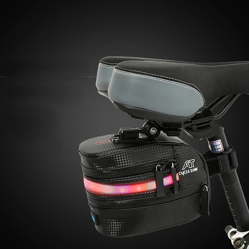

Outdoor Bicycle Bag with Lamp Clockwork Reflective Equipment Cycling Bag Backseat Bag Bicycle Saddle Bag