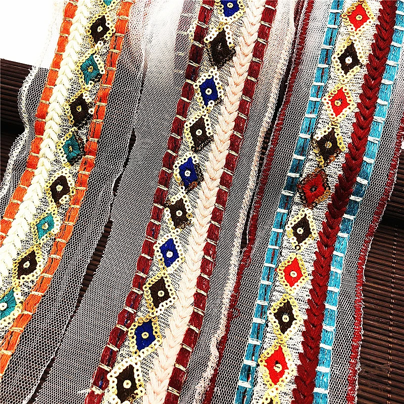 6 см Широкий Этнический Стиль Алмазная вышивка блестки кружево ручной работы