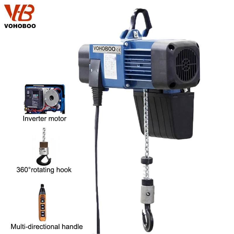 1ton 2ton 125kg 500kg electric chain hoist with remote control