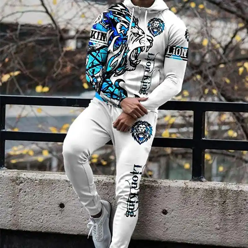 

Men's Tracksuit Hoodies Set Hooded Graphic Letter 2 Piece Print Sports & Outdoor Casual Sports 3D Print Basic Streetwear Sportsw