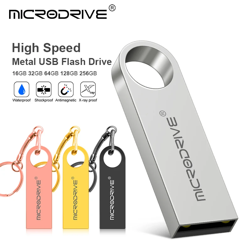 

USB2.0 Flash Drive 64GB 128GB Metal Real Capacity Pendrive 32GB 8GB 4GB High Speed USB Stick 256GB Pen Drive 16GB Flash U Disk